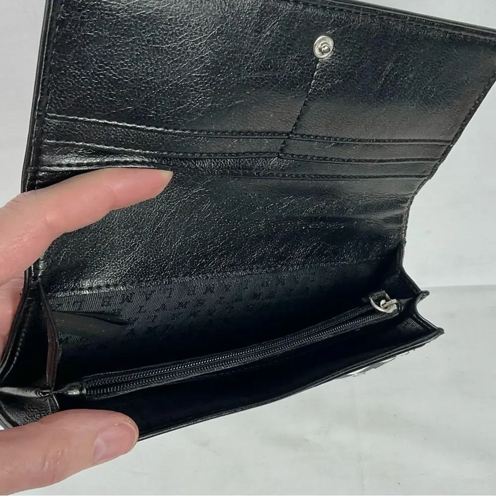LAMB Black & White Checkerboard Wallet Y2K Signature Zip Around vintage